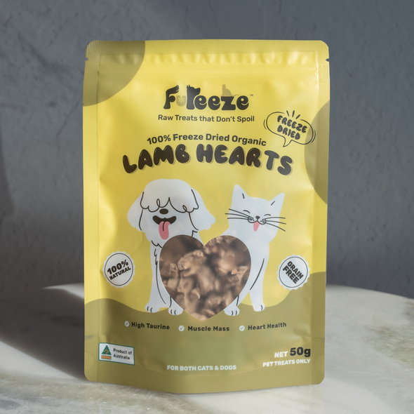 50g Freeze Dried Organic Lamb Hearts By Fureeze™