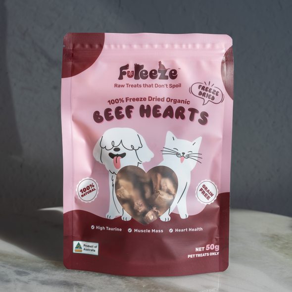 50g Freeze Dried Organic Beef Hearts By Fureeze™