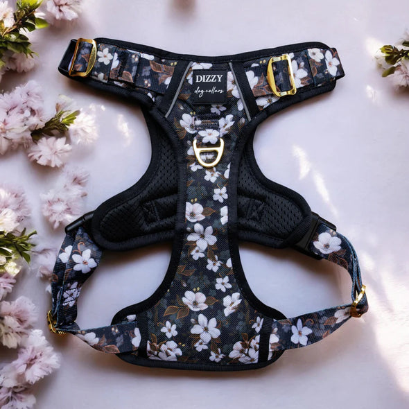 No Pull Dog Harness | Step in | Reflective | Heavy Duty | Easy Reach Handle |Midnight Cherry Blossoms