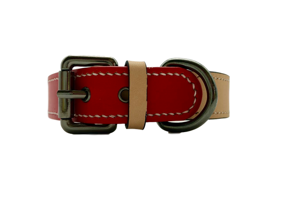 TWO ELEPHANTS: <br>Red Leather Collar