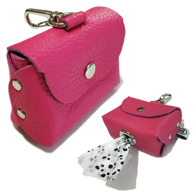 BUDDY BELT <br> Leather Poop Bag Holder <br> Hot pink