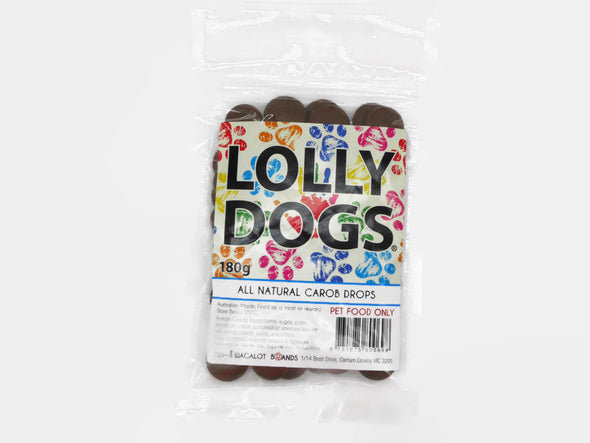 PETES TREATS: <br>LOLLY DOGS <br>Carob Drops 180gms