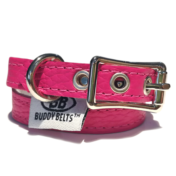 BUDDY BELT: Collar- Hot Pink Leather
