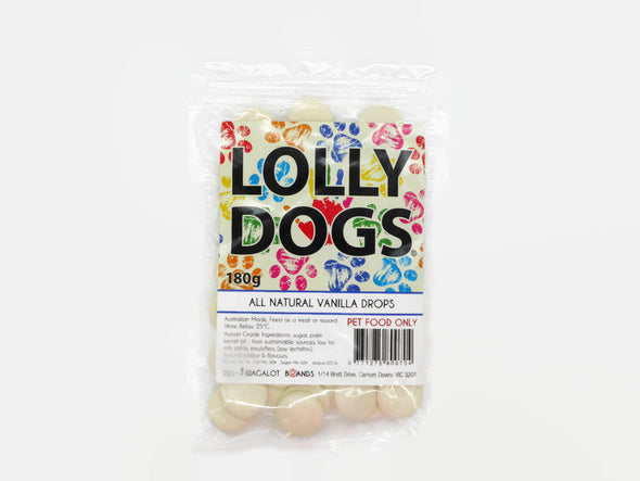 PETES TREATS: <br>LOLLY DOGS <br>Vanilla Drops 180gms