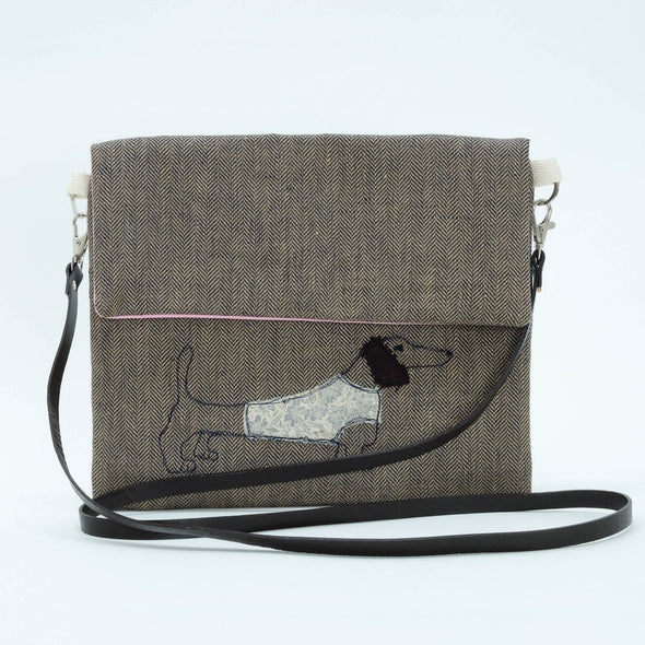 POPPY TREFFRY:<br> Embroidered Love lane Cross-body bagDachdhund